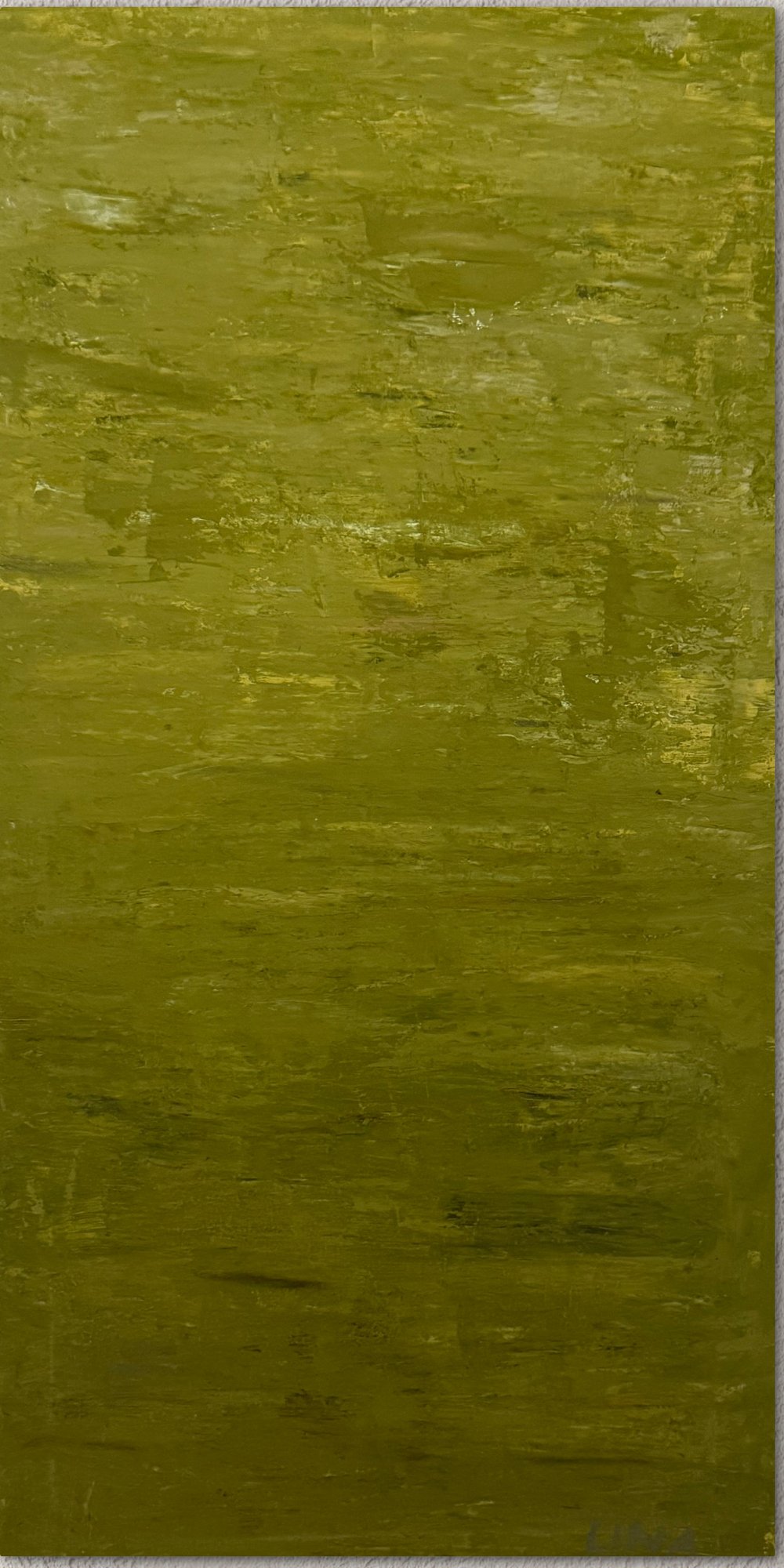 Entropische Ruhe, Acryl und Ölkreide, 50 × 100 cm, 2026