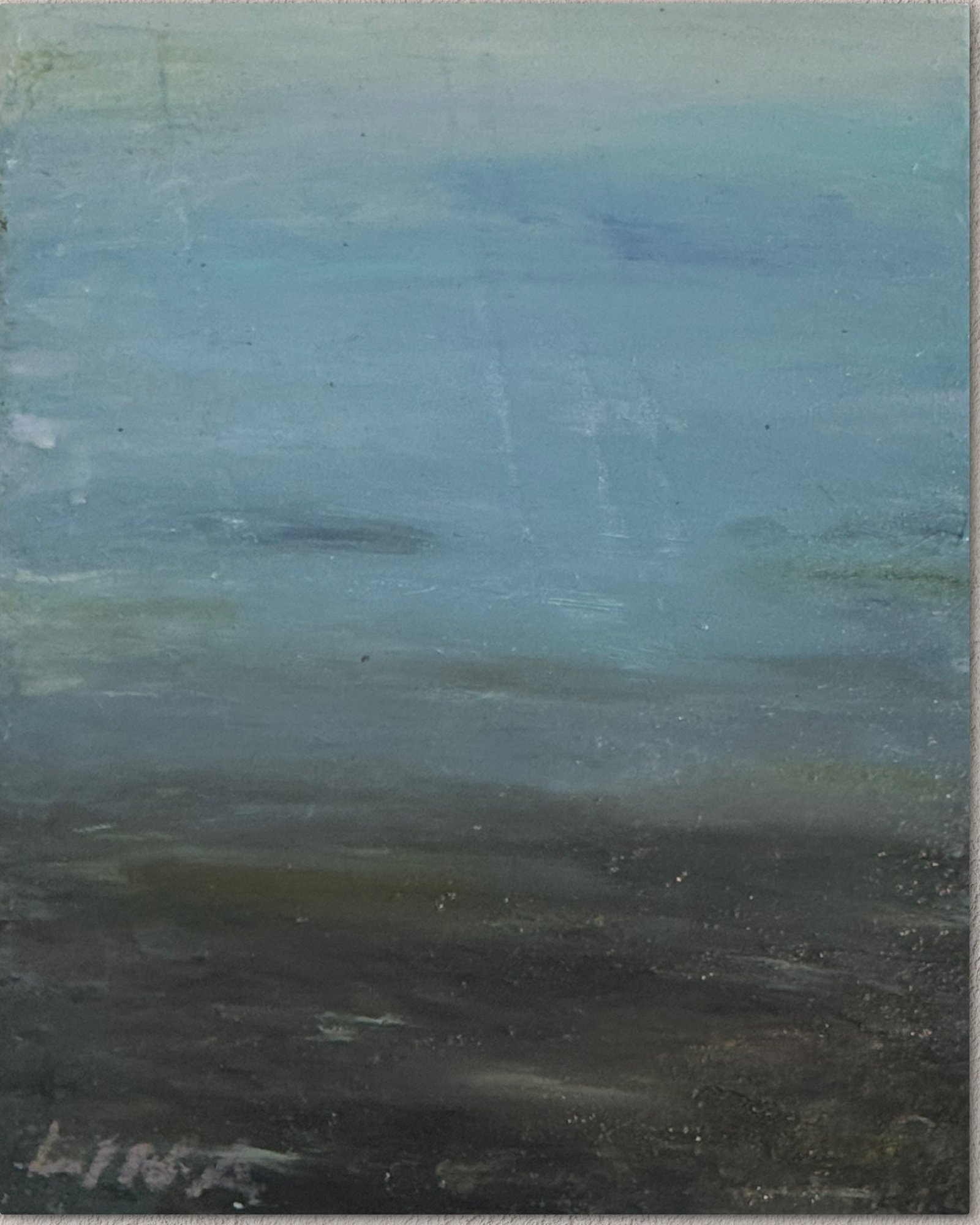 „Flow“, Acryl und Ölkreide, 24 × 30 cm, 2026