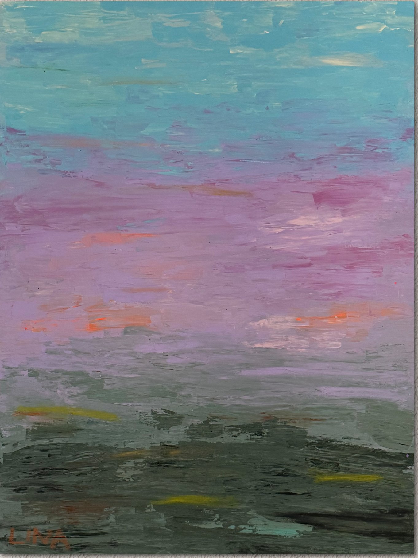 Frühlingsgezwitscher, Acryl und Ölkreide, 60 × 80 cm, 2026