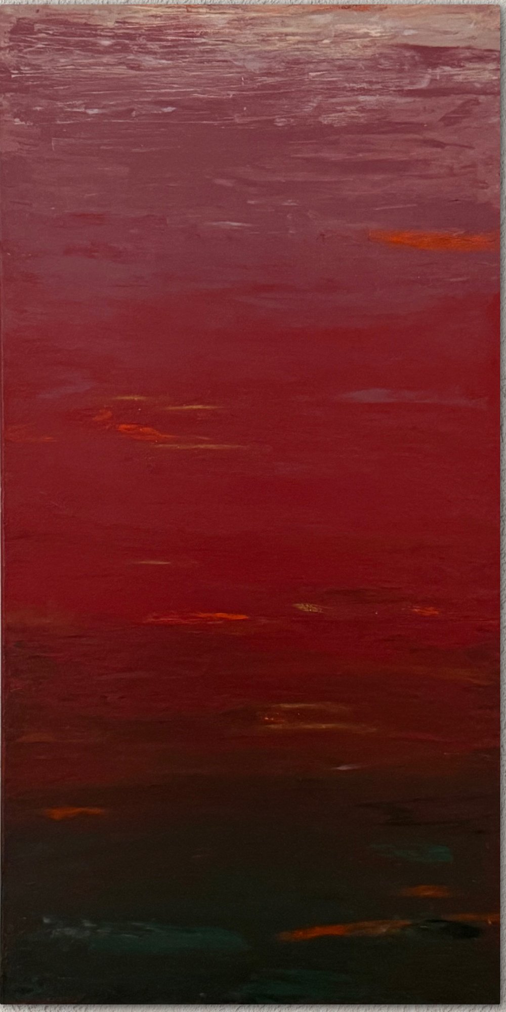 Nachtglut, Acryl und Ölkreide, 50 × 100 cm, 2026
